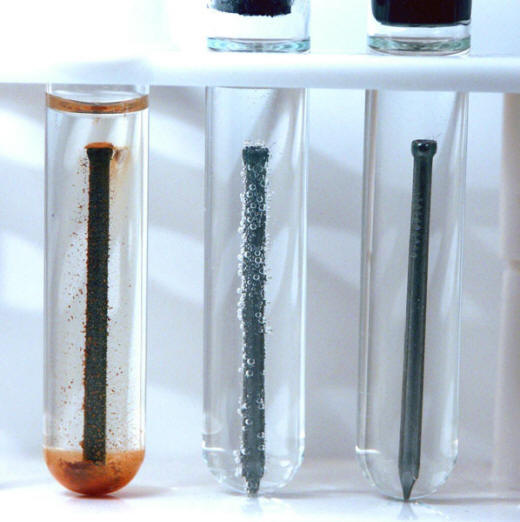 Test tubes of corrosion chemistry 