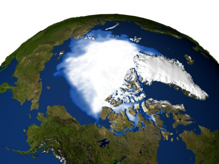 Arctic sea ice minimum coverage in 2005 (Courtesy NASA)