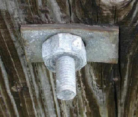 A galvanized nut and bolt used in a marine environment